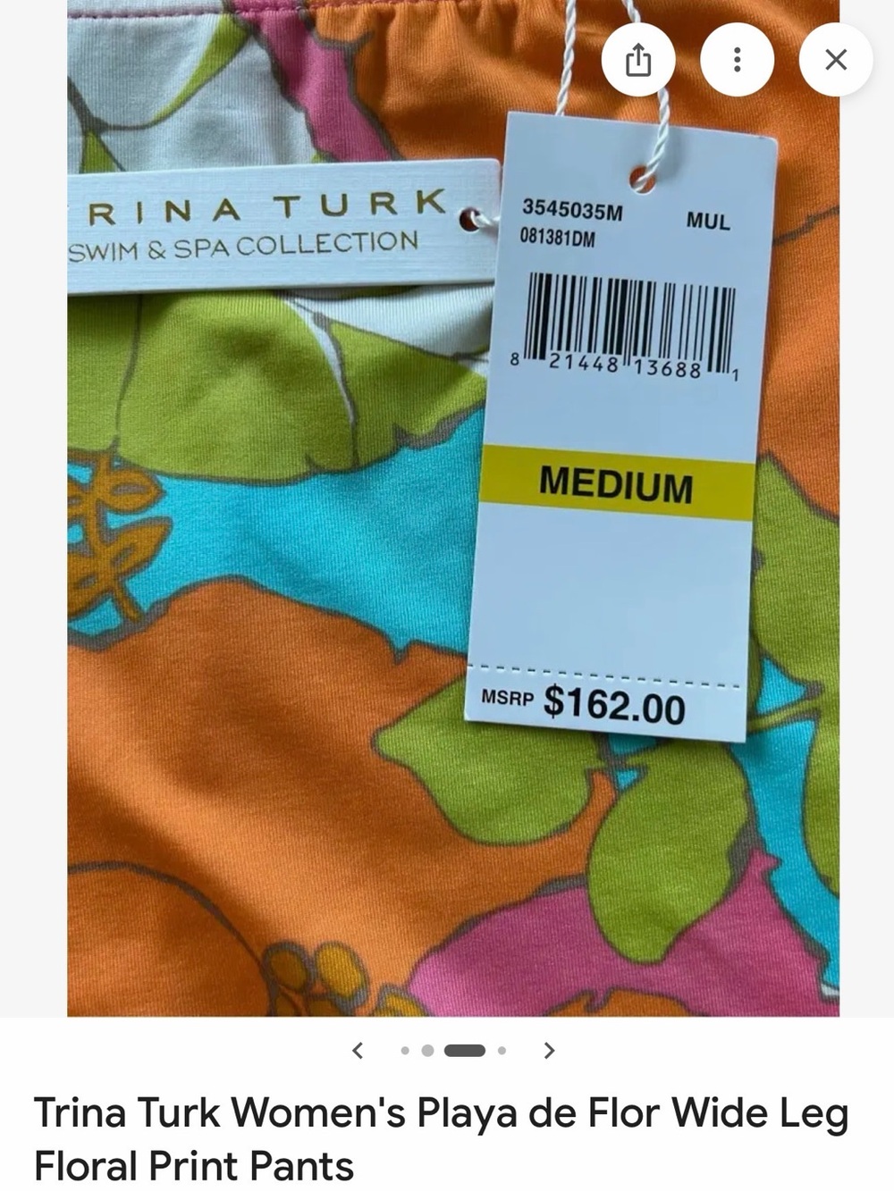 Trina Turk Floral Wide-Leg Pants in Orange, Pink & Aqua - Picture 7 of 7